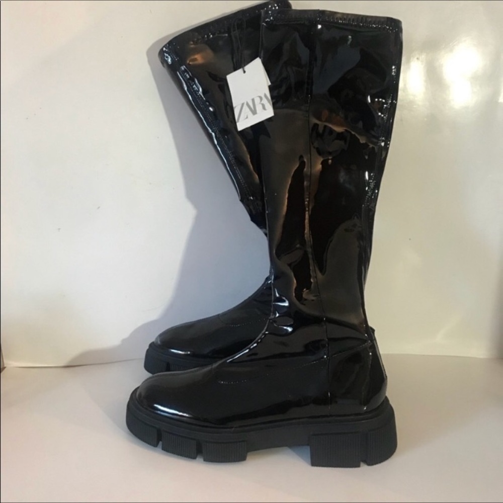 Zara Patent Leather Boots - Picture 3 of 3